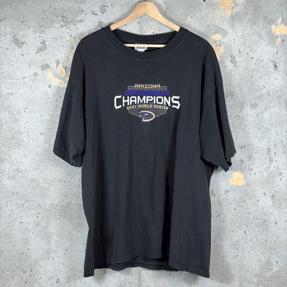 VTG Lee T Shirt Mens XL Black Arizona Diamondbacks 2001 World Series Champions